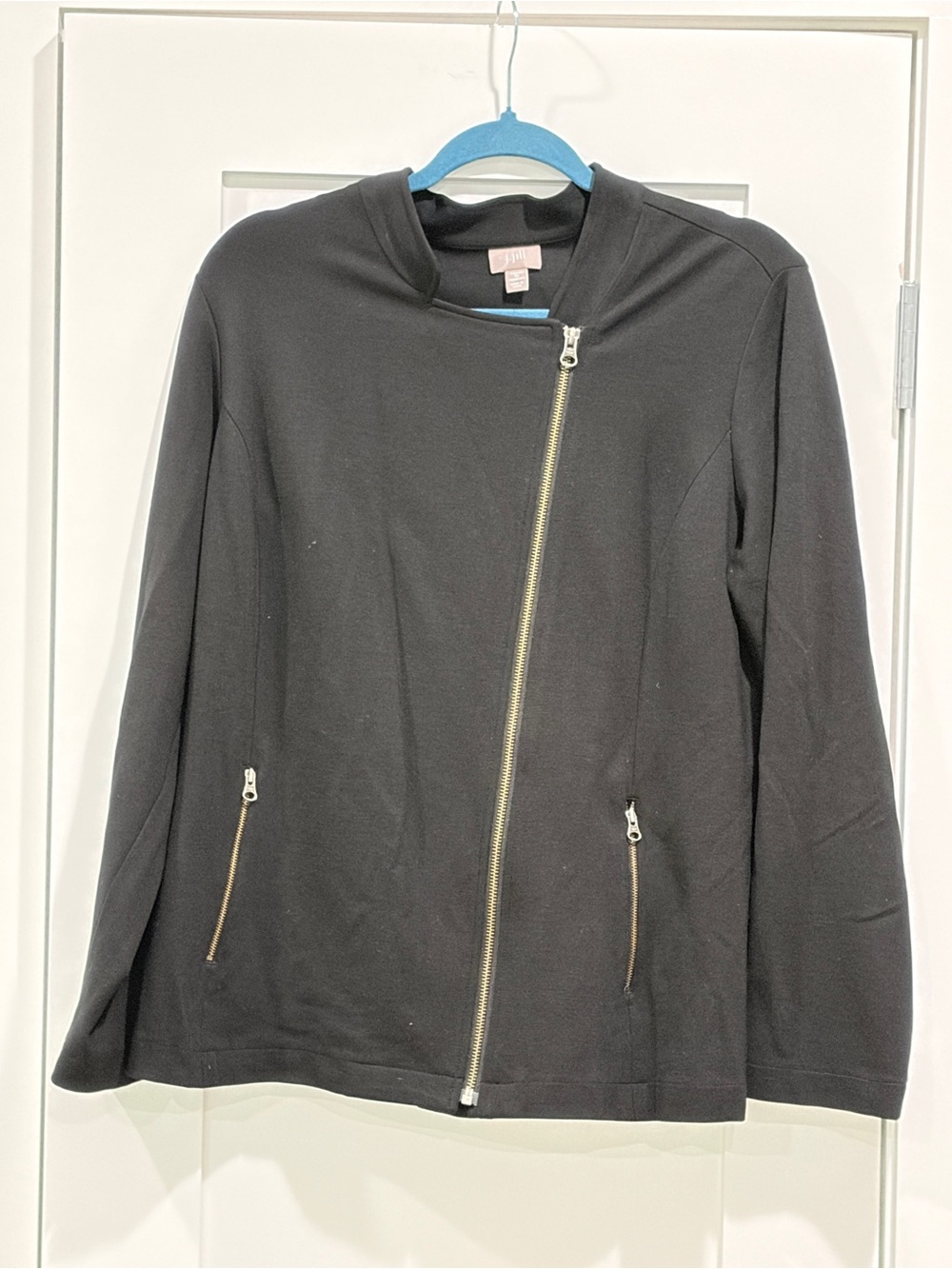 J. Jill Black Asymmetrical Zip Moto-Style Jacket